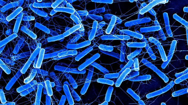blue stick-shaped bacteria