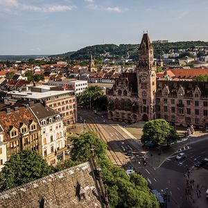 Luftaufnahme vom neuen Saarbrücker Rathaus 